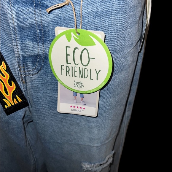 SIMPLE SOCIETY STRAIGHT SUPER HIGH-RISE ROLL CUFF BUTTON FLY JEANS SIZE 9/29 - Picture 9 of 16